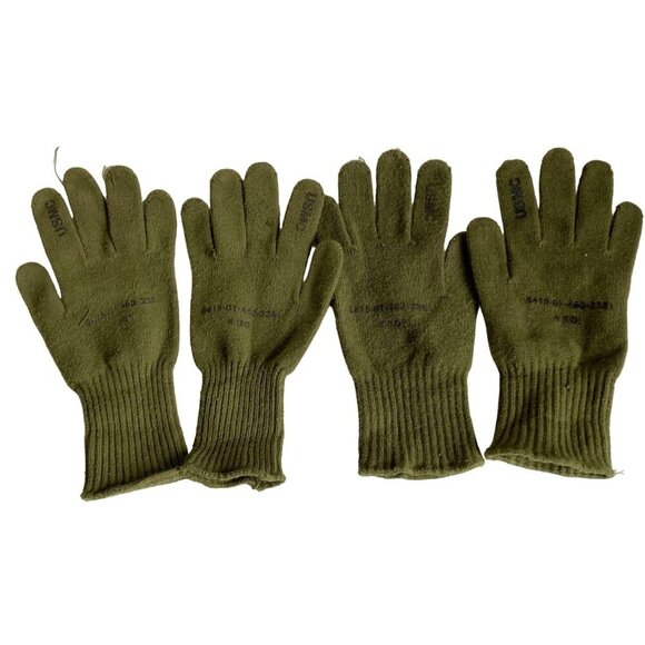 Lot 2 Pairs USMC Wool Glove Inserts Enhanced Grip Liners Olive Drab Marine Corps - Picture 1 of 7